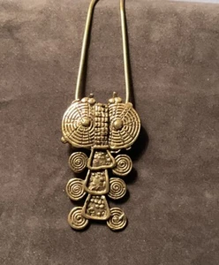 Vintage Alva Museum Repliken Anhänger Halskette goldfarben Stammesfigur - Bild 1 von 5