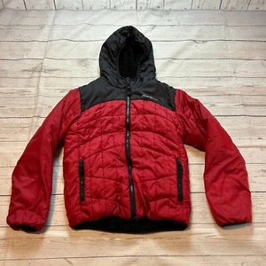 Eddie Bauer Reversible Hooded Winter Puffer Jacket Red Black Kids Medium 10/12 - Picture 1 of 11