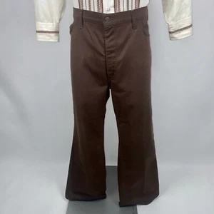 Vintage Levi's Pants BIG E Sta Prest Brown Wide Leg Disco 60s 70s Vtg Mens 40 30 - Picture 1 of 17