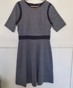 Vestido para mujer Ann Taylor talla 8 negro blanco pata de gallo calce y acampanado punto ponte - Imagen 1 de 14