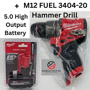 New Milwaukee FUEL M12 3404-20 1/2" Hammer Drill Driver + 5.0 HO 5.0 Ah Battery - Picture 1 of 8