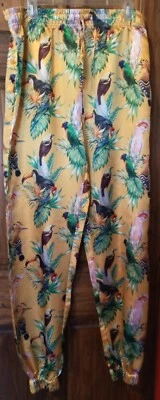 *Tropical  'satin like'  fabric lounge pants tie waist size XLarge FREE SHIPPING - Image 1 of 4