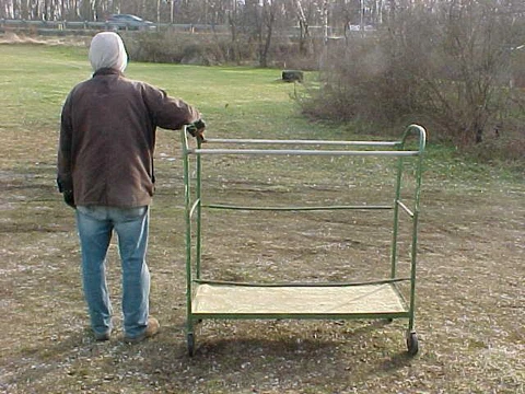 VINT FOLDING CHAIR RACK IRON PIPE CONSTRUCTION Industrial LOOK OLD GREEN PAINT Cover