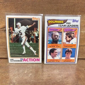 1982 Topps Miami Dolphins Card Lot Uwe von Schamann In Action #139 Leaders #125 - Picture 1 of 2