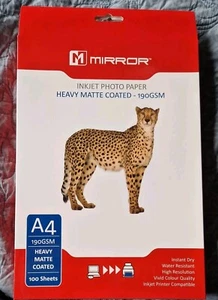 Heavy Matte Coated Inkjet Photo Paper  190gsm 100 Sheets A4 - Picture 1 of 2