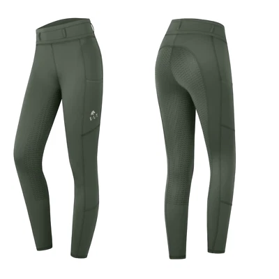 Waldhausen Elt Thermo Reitleggings Ella Silikon-Vollbesatz  dunkeloliv Reithose - Bild 1 von 2
