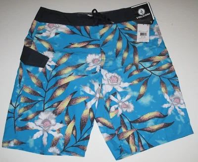Volcom Boy's 29/18 Tropical Hideout Board Shorts Blue Tropical Floral - Image 1 of 2