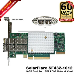 SolarFlare SF432-1012 Dual-Ports SFP+ 10GBE PCIe 8x Network Card Adapter S7120 - Picture 1 of 5
