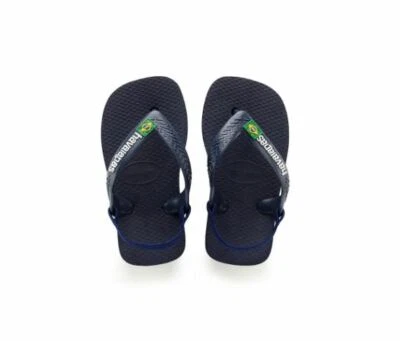 BABY HAVAIANAS BRASIL LOGO CHANCLAS $18 US 6 Niños Azul Marino Zapatos Sandalias Foto 1 de 2