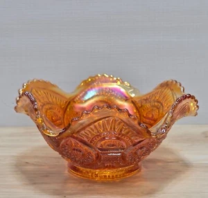 Carnival Glass Vintage Imperial Marigold Twins Hobstar arches Bowl - Picture 1 of 5
