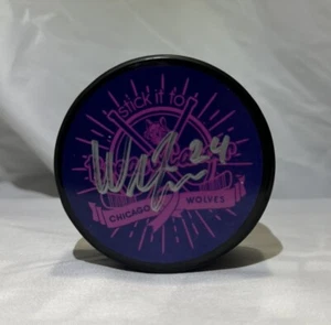 WILLIAM LAGESSON SIGNIERT CHICAGO WOLVES MYSTERY PUCK AHL NHL - Bild 1 von 2