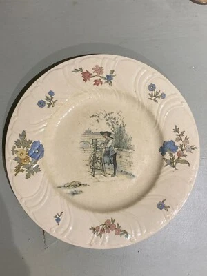 N° 5 ASSIETTE CHOISY LE ROI A RELIEF - SCENETTE PERSONNAGE AFFUTEUR - XIXème - Photo 1/4