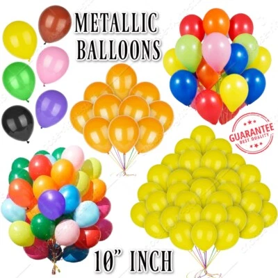 50-100 METALLIC/Pearl Quality LATEX BALLOONS Decoration Birthday Baloon Party - Image 1 of 3