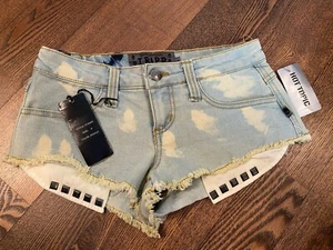 TRIPP NYC X HOT TOPIC DAISY DUKE BLEACH BRUSH BOOTY SHORTS SIZE- 0 - Picture 1 of 5
