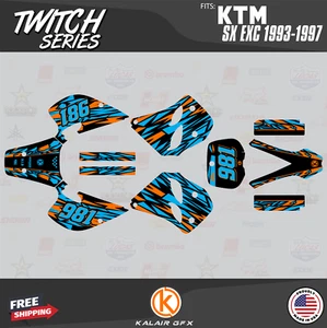 Kit de gráficos para KTM 250SX, 250EXC, 300EXC, 360EXC (1993-1997) Twitch - cian - Imagen 1 de 6