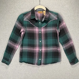 Girl’s Wrangler Flannel Pearl Snap Western Shirt Size XL Youth Plaid Cowgirl - Picture 1 of 10