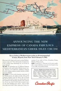 1961 Canadian Pacific: Empress of Canada Vintage Print Ad - Bild 1 von 1