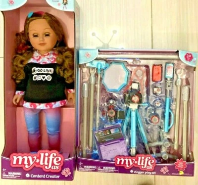 My Life As 18” Posable Content Creator Muñeca Y Vlogger Juego de 20 piezas OJOS VERDES Foto 1 de 4