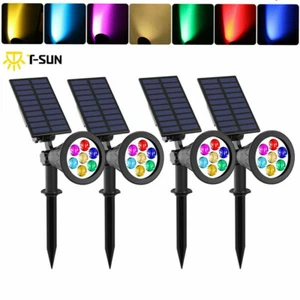 4PACK Solar 7 LED Spotlights 7 Colors RGB Changing Wall Light Garden Outdoor US - Picture 1 of 13
