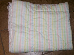 Vintage Curity Crib Blanket Comforter Pastel Stripe 42 x 34 - Picture 1 of 6