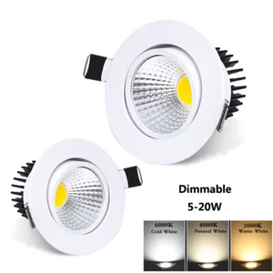 Dimmable Led Ceiling Downlight COB Recessed Spot Light Lamp 110V-240V 7/9/12/20W - Picture 1 of 10