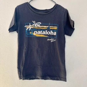 patagonia Kids Dark Gray Organic Cotton Palm Tree Logo Tee 5T - Picture 1 of 4
