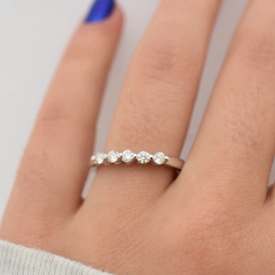 diamond wedding band / 14k solid gold wedding band 0.25 carat natural diamonds - Image 1 of 4