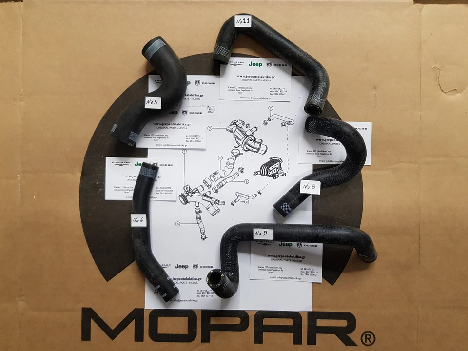 Nuevas mangueras Mopar OEM para termostato Jeep Cherokee Wrangler 2007-2010 2,8 CRD Foto 1 de 3