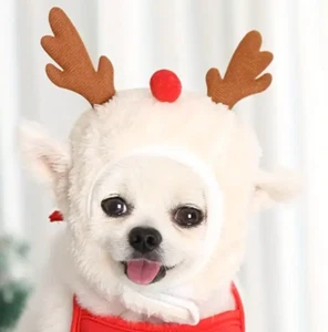 Sombrero de Navidad Peludo con Astas para Perros y Gatos Grande 9-16 libras/Pequeño 2-9 libras - Imagen 1 de 2