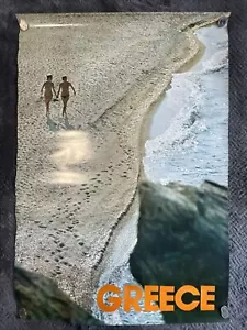 Original Vintage Griechenland Reise Poster Bikini Strand Paar Kelch 1976 39x27 - Bild 1 von 9