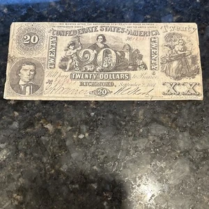BILLETE OBSOLETO T-20 ESTADOS CONFEDERADOS DE AMÉRICA 1861 - Imagen 1 de 3