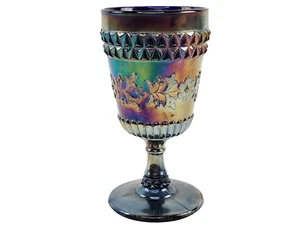 "St Clair Cobalto Vidrio de Carnaval Iridiscente Cáliz Patrón de Flor Silvestre 6" - Imagen 1 de 5