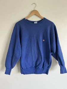 VTG 80s Champion Reverse Weave Sweatshirt Blue Mens Large Made USA Pullover - Picture 1 of 5