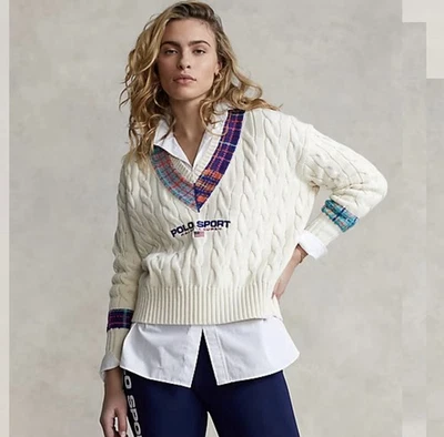 Suéter Polo Sport Ralph Lauren Tejido con Cable Cricket Mujer Talla S Grueso Acanalado Foto 1 de 4