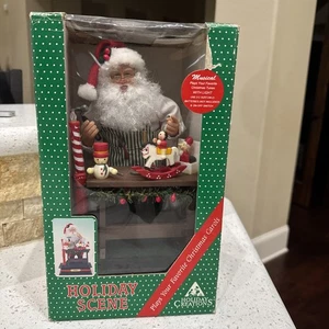 Vintage ANIMATED SANTA TOY MAKER WORKSHOP FIGURE DISPLAY + MUSIC Candle - Picture 1 of 13