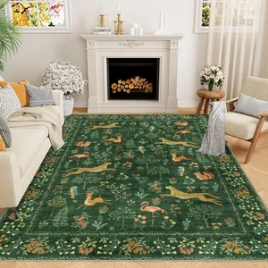 6x9 Rug, Washable Animal Living Room Rug with Non Slip Vintage Design, Soft L... - Picture 1 of 8