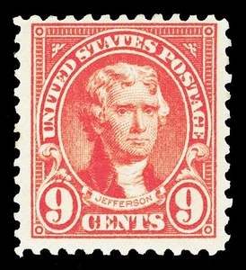 Scott 561 1923 9c Rose Jefferson Perforated 11 Issue Mint F-VF OG LH Cat $11 - Picture 1 of 1