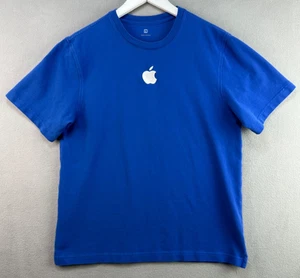 Apple Store Employee T-Shirt Large Blue Embroidered Apple Logo Y2K Vintage - Picture 1 of 7