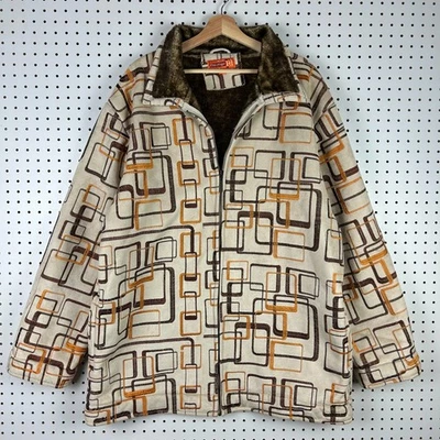 Prestige 90s Hip Hop Jacket Mens 2XL Fur Lined Suede Cream Brown Full Zip Street - Image 1 of 4