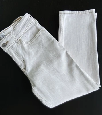 Calça jeans Ambercrombie infantil cintura alta reta off white • 9 10 curta 20,5 - Imagem 1 de 4
