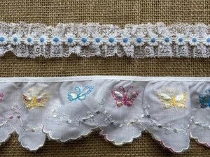 Vintage Lace and Embroidered Trim Lot of 2 - Picture 1 of 5