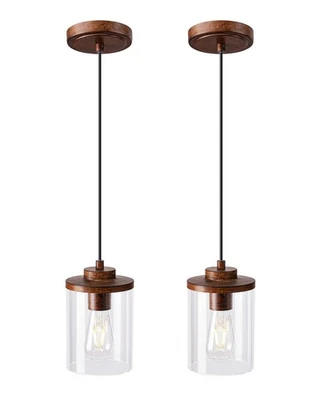 EDISHINE Lámparas Colgantes Modernas Isla de Cocina, Pantalla de Vidrio Transparente, Granja Foto 1 de 4