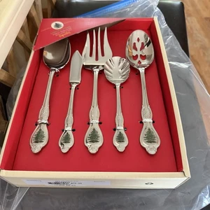 Spode Hostess 5 Pc Christmas Tree Stainless 18/10 Flatware Hostess Set NIB - Picture 1 of 6