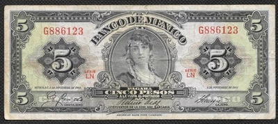 Billete México 5 Pesos 1961 Circulado Serie LN Foto 1 de 2