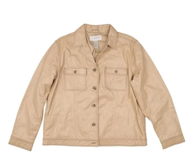 Chaqueta para mujer Liz Claiborne Lizsport de cuero beige talla XL Foto 1 de 3