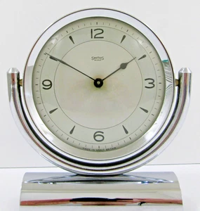 Smiths Art Deco 1930s Chrome Wind-Up 30 Hour Table Clock - Picture 1 of 16