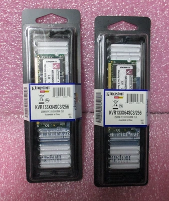 New Sealed KINGSTON 512(2x256MB) PC133 SODIMM CL3 Memory KVR133X64SC3/256 - Image 1 of 2