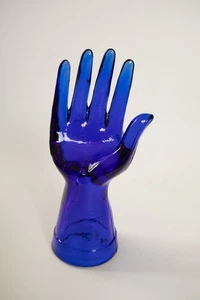 Blue Cobalt Glass Hand (UW4/JSF6) Jewlery Display for Rings Necklaces Right RH - Picture 1 of 7