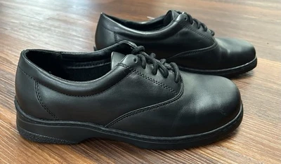 Dr. Scholls Shoes Womens 7 W Oxford Black Leather Slip Resistant Lace Up Casual - Image 1 of 4