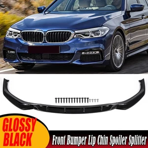 Labio de parachoques delantero negro para 17-20 BMW Serie 5 G30 G31 G38 540i M Sport GT Style - Imagen 1 de 14